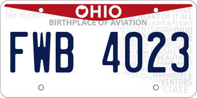 OH license plate FWB4023