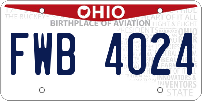 OH license plate FWB4024