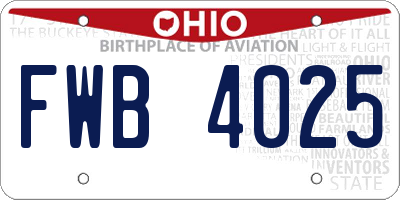 OH license plate FWB4025