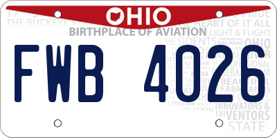 OH license plate FWB4026