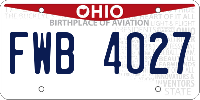 OH license plate FWB4027