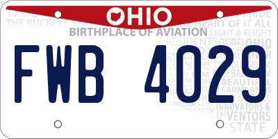 OH license plate FWB4029