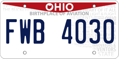 OH license plate FWB4030