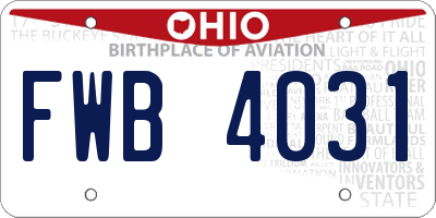 OH license plate FWB4031