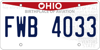 OH license plate FWB4033