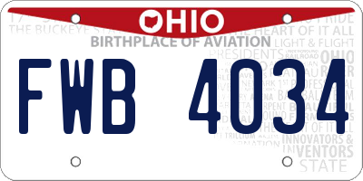 OH license plate FWB4034