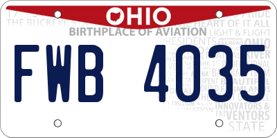 OH license plate FWB4035