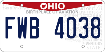 OH license plate FWB4038