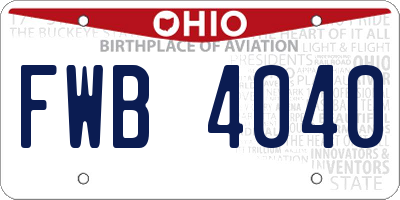 OH license plate FWB4040