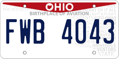 OH license plate FWB4043