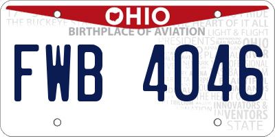 OH license plate FWB4046