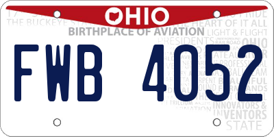 OH license plate FWB4052