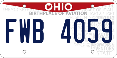 OH license plate FWB4059