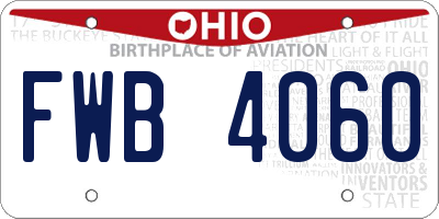 OH license plate FWB4060