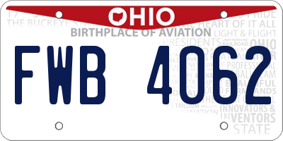 OH license plate FWB4062