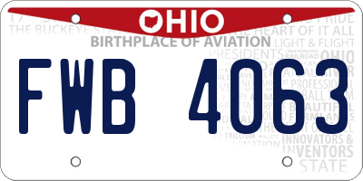 OH license plate FWB4063