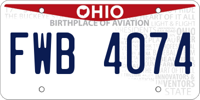 OH license plate FWB4074