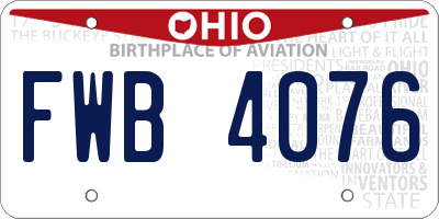 OH license plate FWB4076