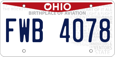 OH license plate FWB4078