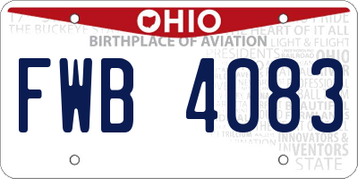 OH license plate FWB4083