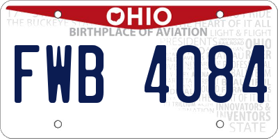 OH license plate FWB4084