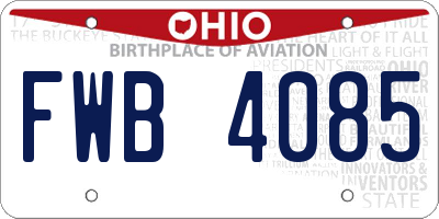 OH license plate FWB4085