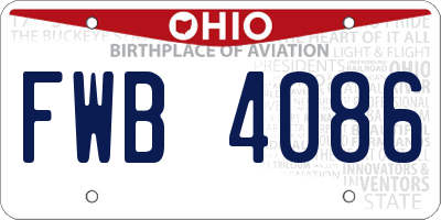 OH license plate FWB4086