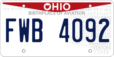 OH license plate FWB4092