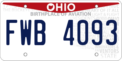 OH license plate FWB4093