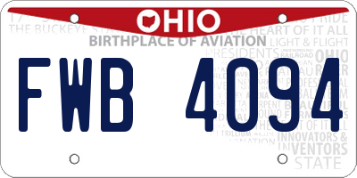 OH license plate FWB4094