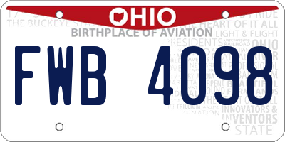 OH license plate FWB4098