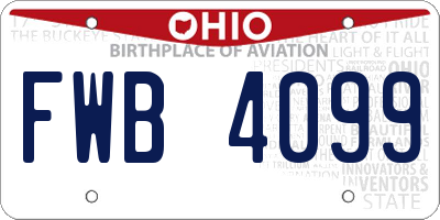 OH license plate FWB4099