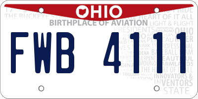 OH license plate FWB4111