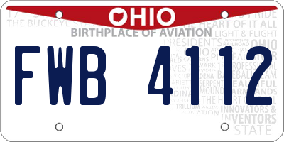 OH license plate FWB4112