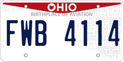 OH license plate FWB4114