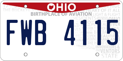 OH license plate FWB4115