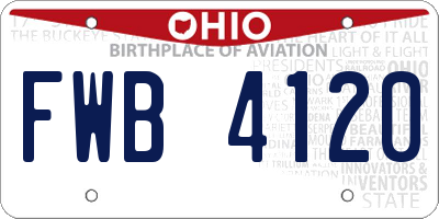 OH license plate FWB4120