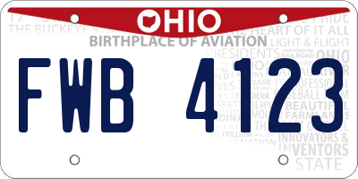 OH license plate FWB4123