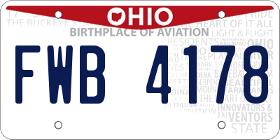 OH license plate FWB4178