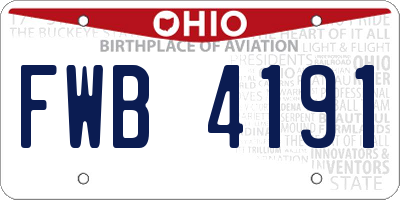 OH license plate FWB4191