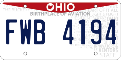 OH license plate FWB4194