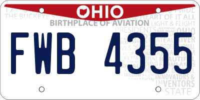 OH license plate FWB4355
