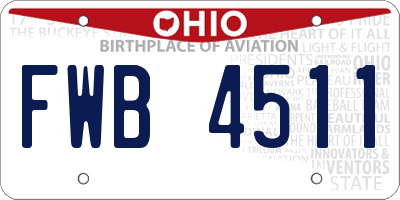 OH license plate FWB4511