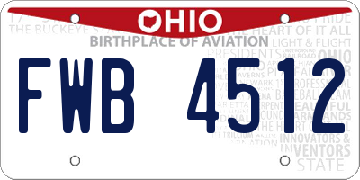 OH license plate FWB4512