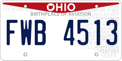 OH license plate FWB4513