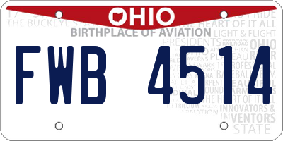 OH license plate FWB4514