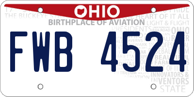 OH license plate FWB4524