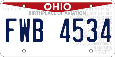 OH license plate FWB4534