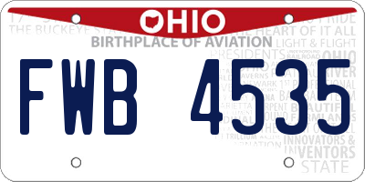OH license plate FWB4535