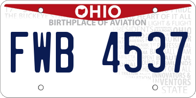 OH license plate FWB4537